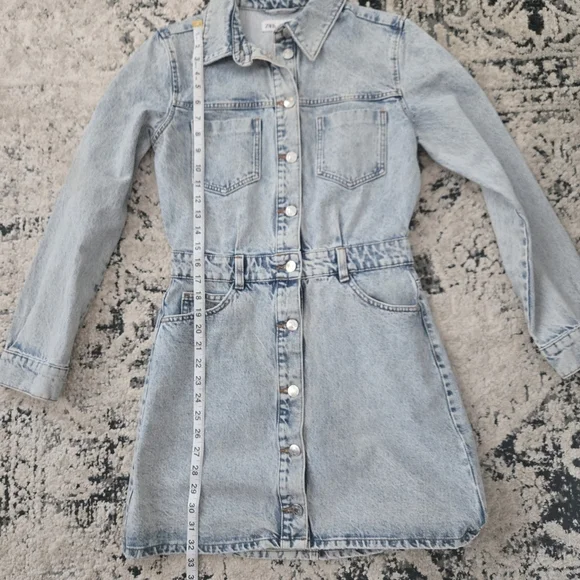 Zara Light Blue Denim Button Dawn Mini Dress Size SMALL - Picture 13 of 13